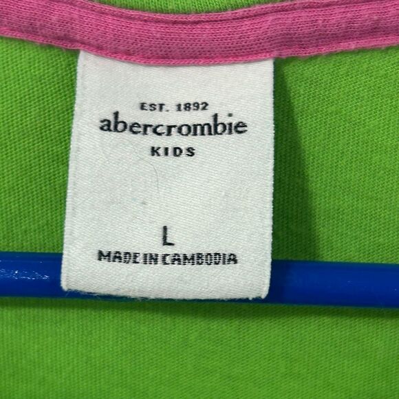 Abercrombie Kids Green A&Fitch ‘92 Graphic Tee Size Large | Y2K Bright Retro T-S - Picture 3 of 5